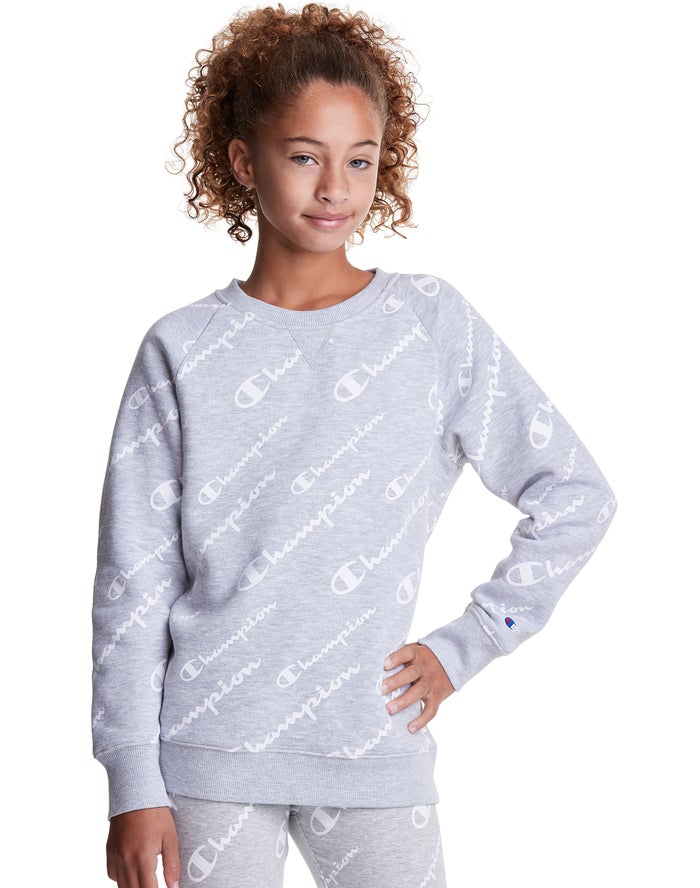 Sudadera Champion Niña - Fleece Raglan Allover Logo ( Gris ) 6293174-WQ